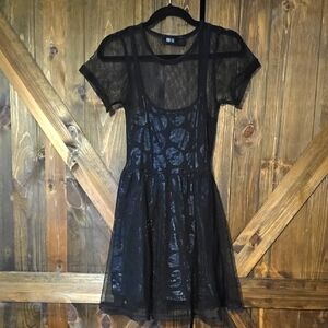 Iron Fist Black Skull Fishnet Mini Dress
